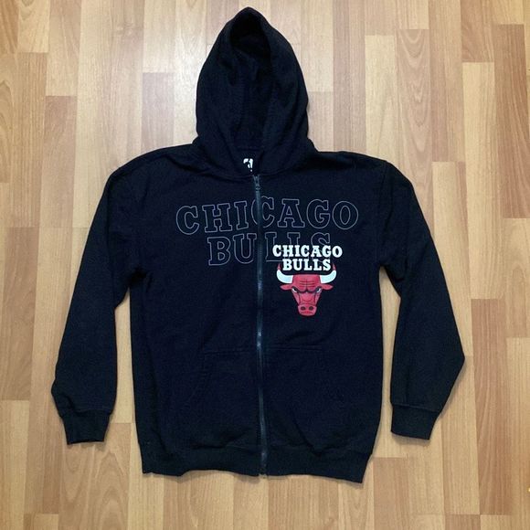 Chicago Bulls Black Hoodie Full-Zip Soft Fleece Long Sleeve Men Medium - Picture 1 of 6